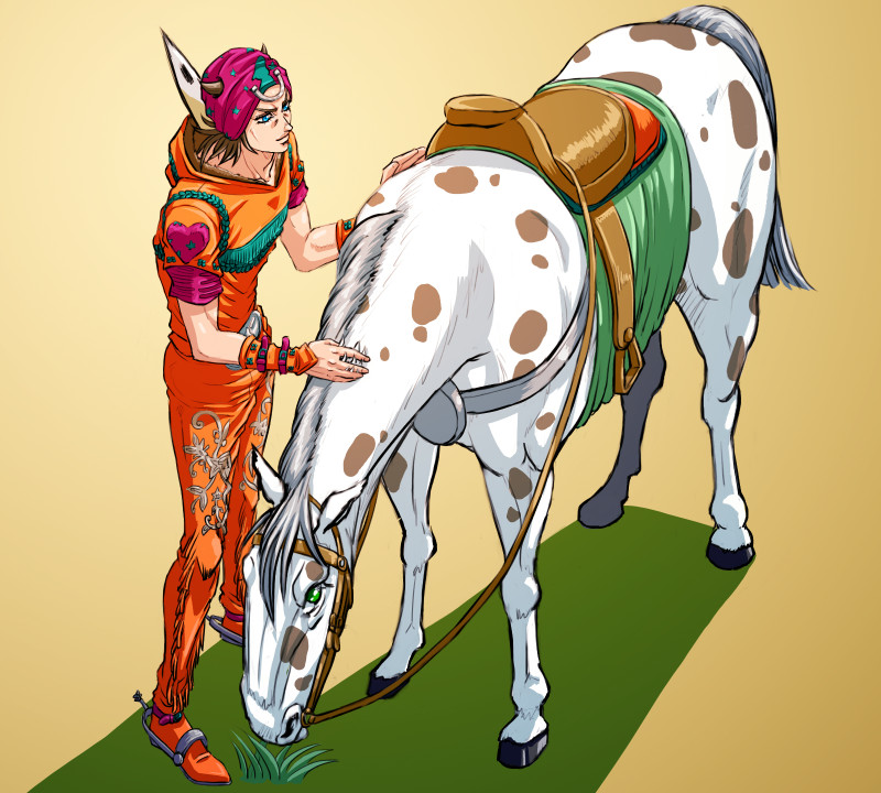 1boy, aqua_eyes, brown_hair, c-7_(assate), feathers, grazing, green_eyes, hat