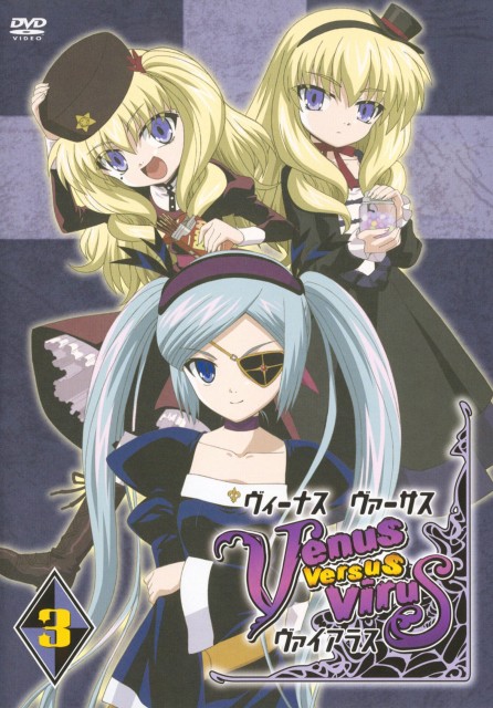 blonde_hair, blue_eyes, blue_hair, candy, chocolate, cover, dress, dvd_cover