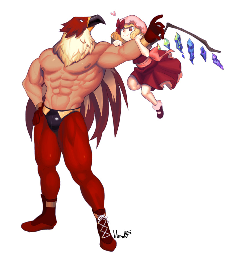1boy, 1girl, absurdres, ankle_boots, arm_holding, arm_hug, bare_chest, blonde_hair