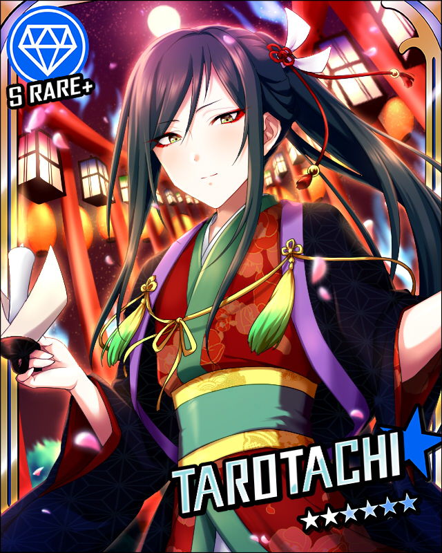 1boy, black_hair, candle, card_(medium), character_name, cinderella_girls_card_parody, full_moon, hako_(pixiv267059)
