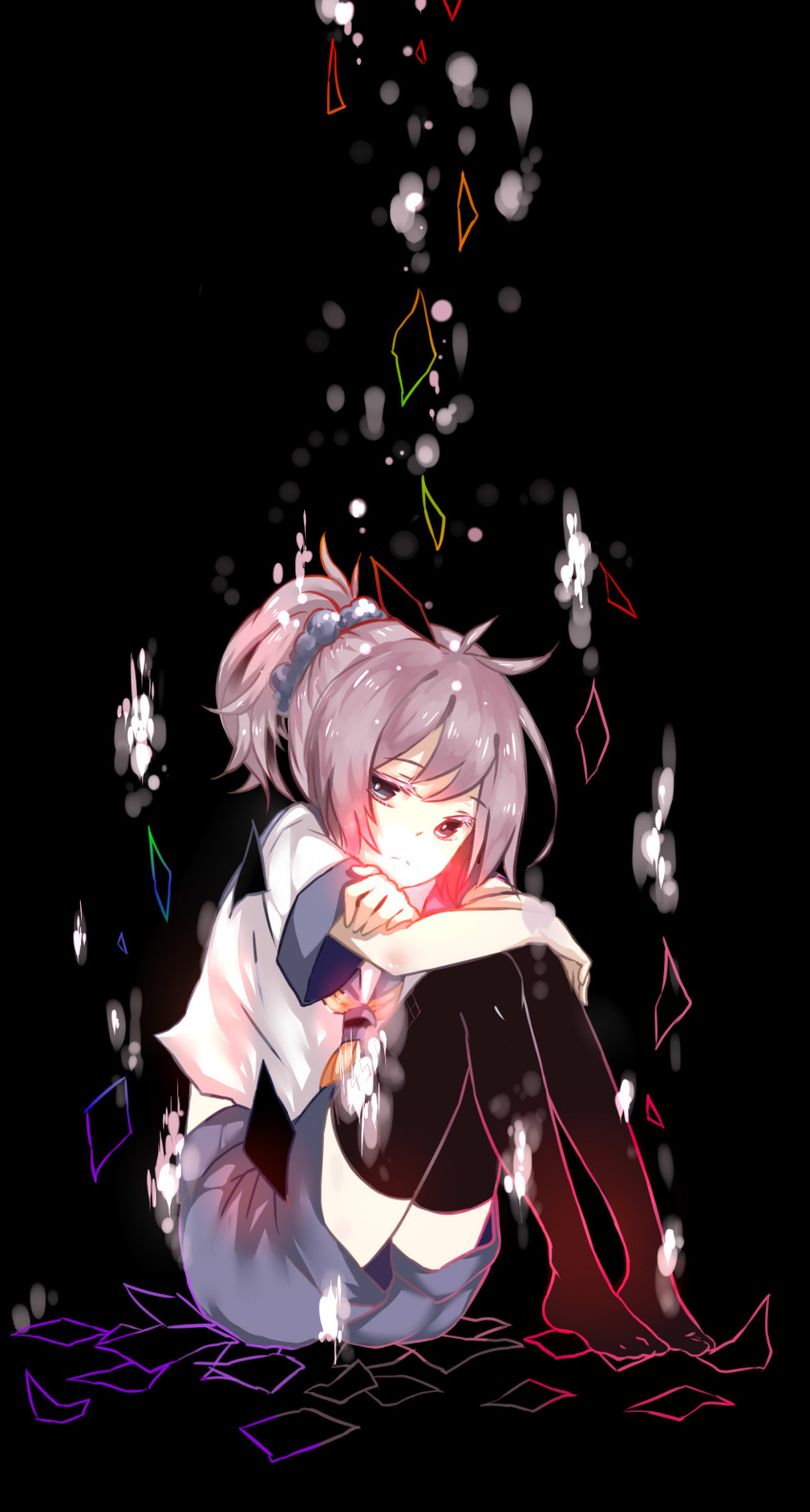 1girl, absurdres, aoba_(kantai_collection), black_background, black_legwear, blue_eyes, bubble, colored_eyelashes