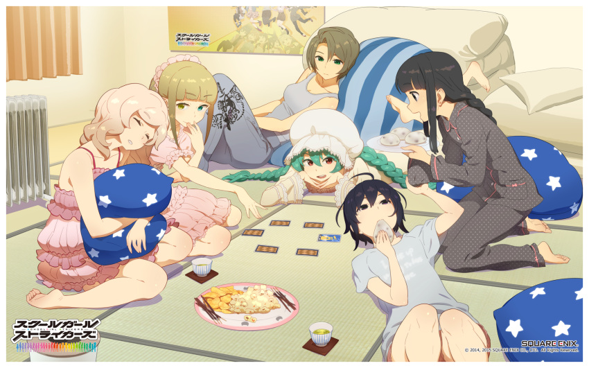 6+girls, artist_request, black_hair, blue_eyes, braid, breasts, chitose_yui, closed_eyes