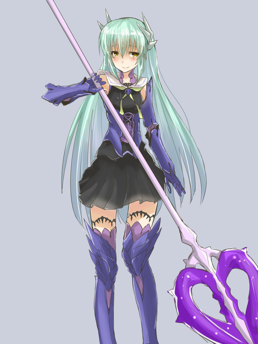 1girl, absurdres, aqua_hair, armor, armored_boots, bangs, blush, boots