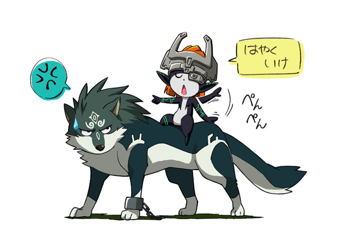 angry, helmet, link, link_(wolf), lunamoon, midna, nintendo, no_humans
