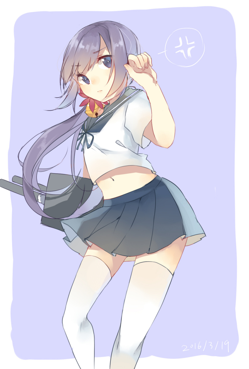 1girl, akebono_(kantai_collection), anger_vein, bell, caddy_cyd, dated, flower, hair_bell