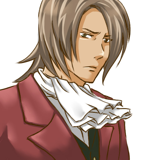 blue_eyes, brown_hair, cosplay, crossover, formal, gyakuten_saiban, male, miles_edgeworth