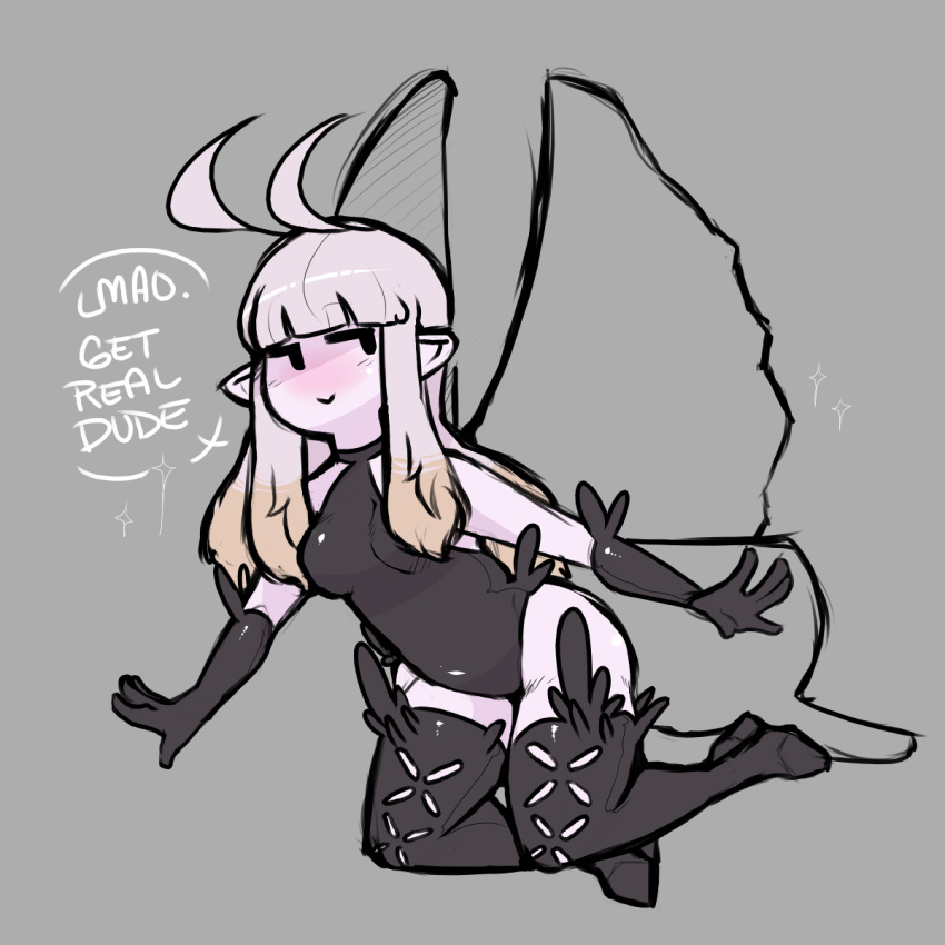 1girl, anne_(bravely_second), antenna_hair, artist_request, bangs, black_gloves, blunt_bangs, blush