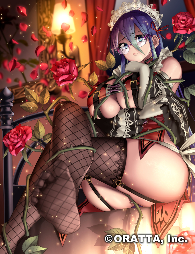 1girl, ass, bare_shoulders, bed, black_legwear, blue_eyes, bottomless, breasts