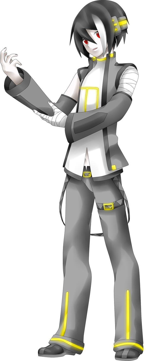black_hair, male, original, outfit, shoes, vocaloid, white_hair