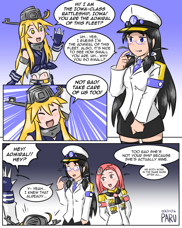 3girls, :d, ^_^, admiral_paru, black_hair, blonde_hair, blue_eyes, closed_eyes