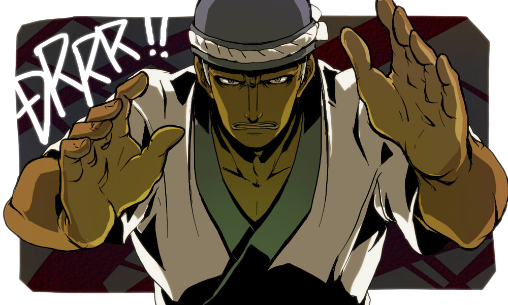 1boy, collarbone, dark_skin, durarara!!, hat, hotate_(suikaneko), looking_at_viewer, open_mouth