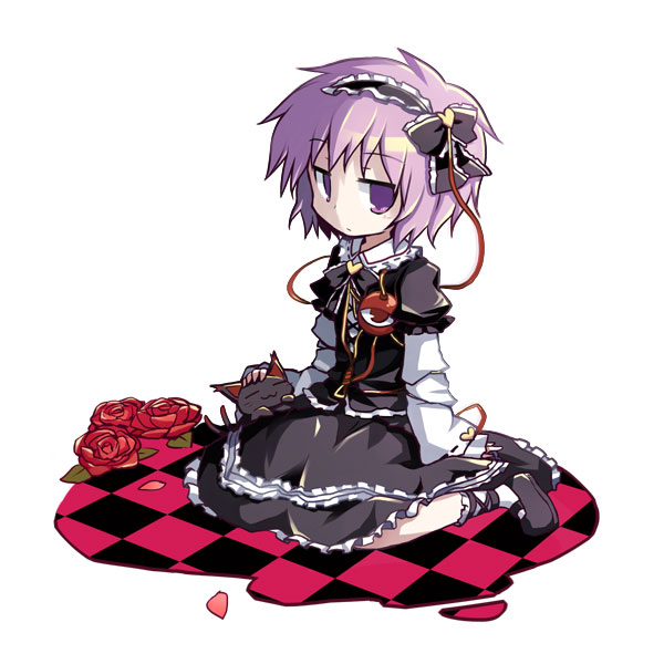 checkered, dollar, flower, gothic_lolita, kaenbyou_rin, kaenbyou_rin_(cat), komeiji_satori, lolita_fashion