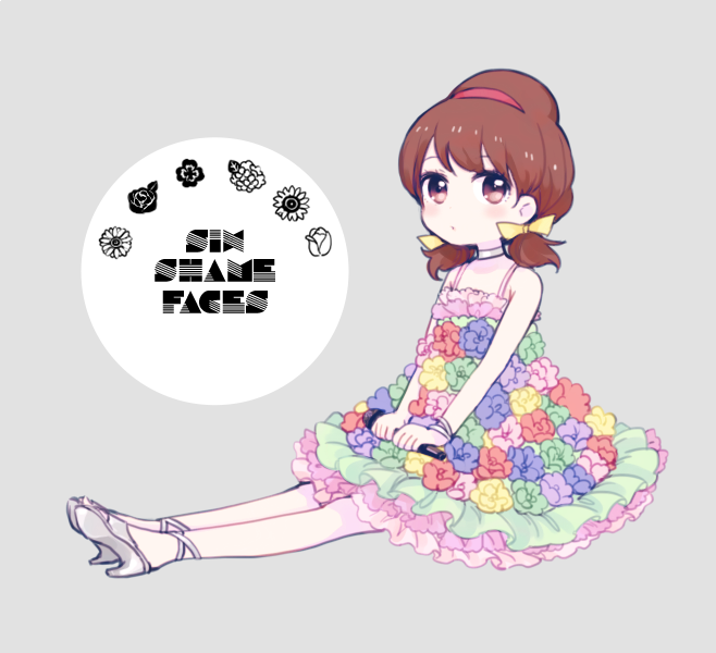 1girl, :o, bangs, blue_flower, blush, bow, bracelet, brown_eyes