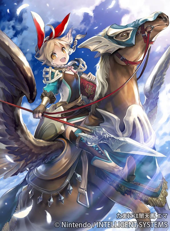 1girl, ahoge, blonde_hair, book, boots, bow, clouds, company_name