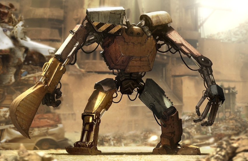andree_wallin, building, cable, car, damaged, dirty, junkyard, mecha