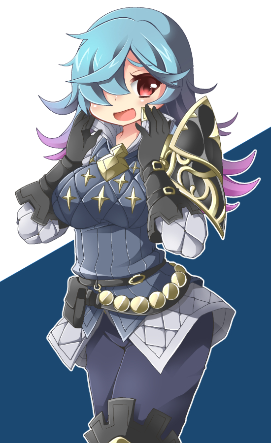 1girl, alternate_costume, alternate_hairstyle, blue_hair, blush, fire_emblem, fire_emblem_if, gloves