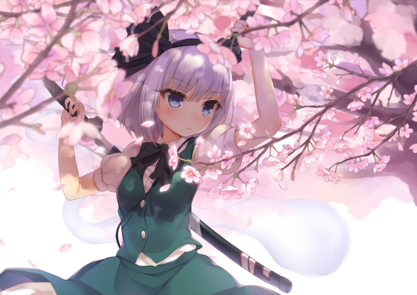 1girl, bangs, black_bow, black_ribbon, blurry, blush, bow, buttons