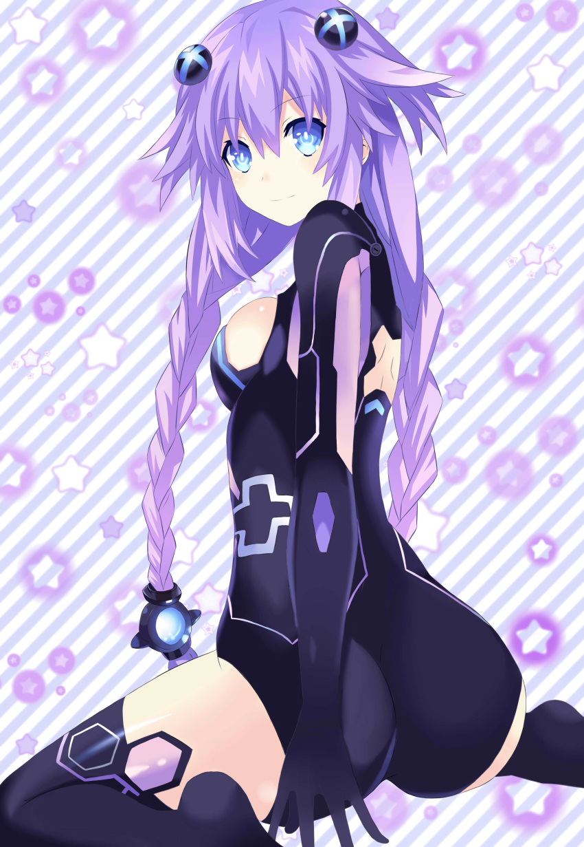 1girl, absurdres, bangs, blue_eyes, braid, breasts, cleavage, gloves