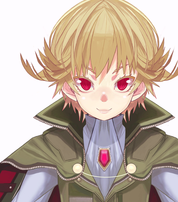 cape, gunslinger_stratos, looking_at_viewer, ok_sign, red_eyes, remy_odhner, smile, yuuki_(irodo_rhythm)
