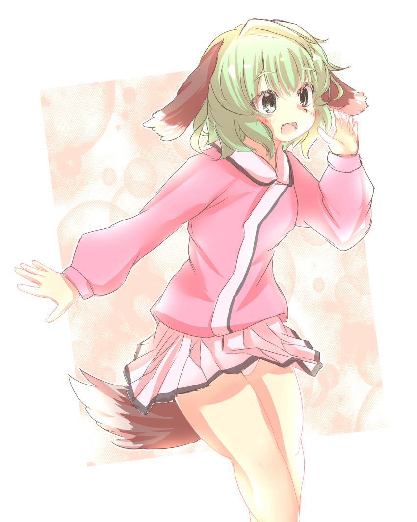 1girl, akatsuki_no_guuru, animal_ears, blush, green_hair, highres, kasodani_kyouko, open_mouth