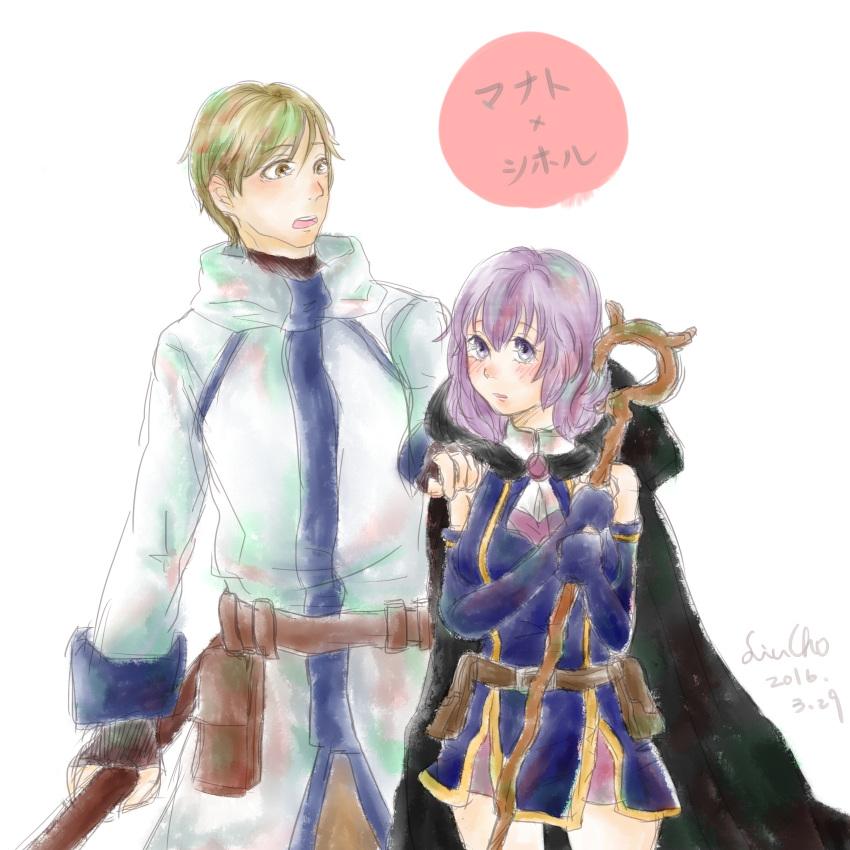 1boy, 1girl, absurdres, bare_shoulders, black_gloves, breasts, brown_eyes, brown_hair