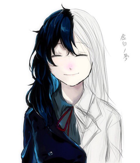 2girls, albino, blazer, brown_hair, closed_eyes, hinohara_utsuro, jacket, kohaku_no_yume