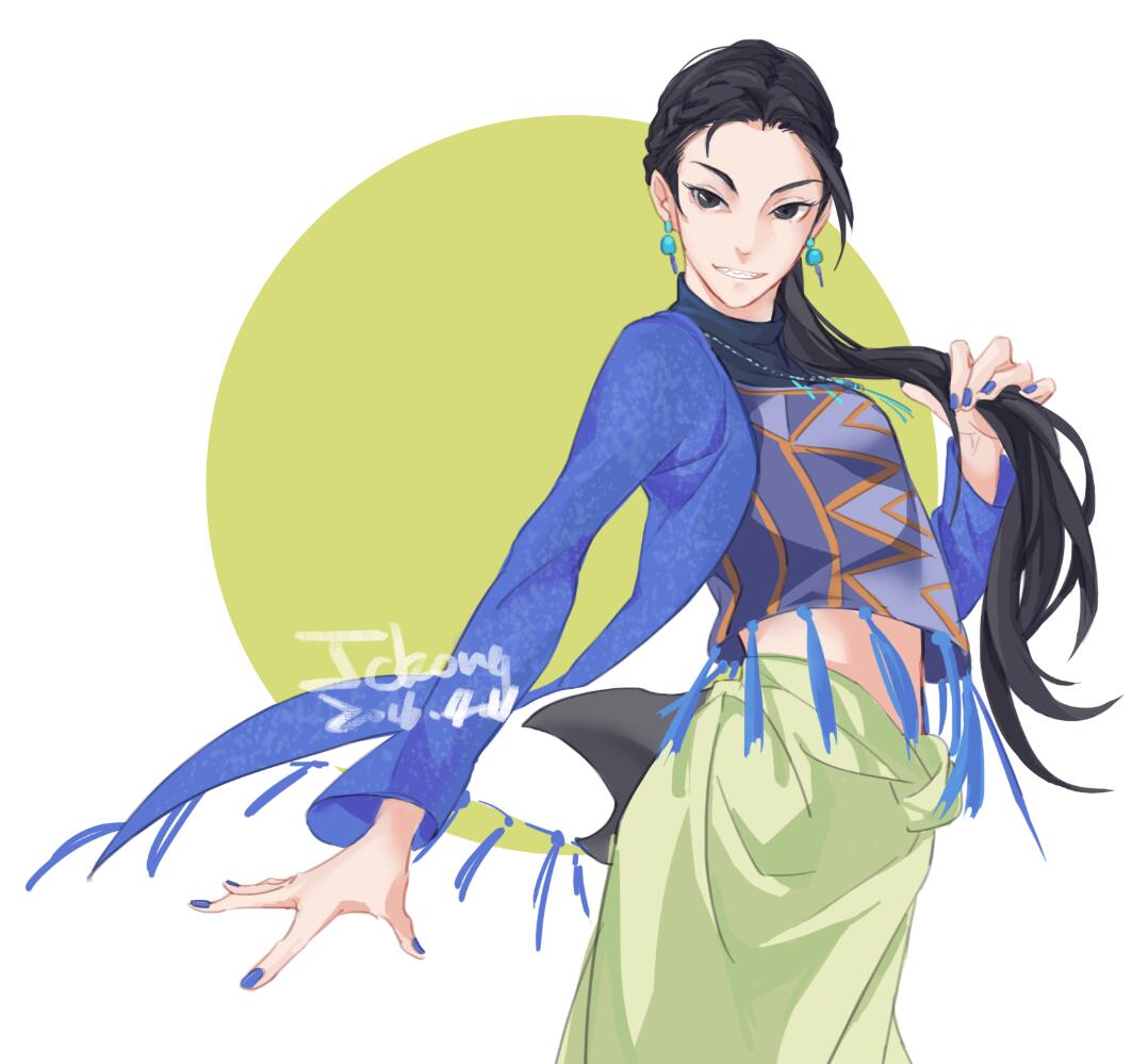 1girl, black_eyes, black_hair, doubutsu_sentai_zyuohger, female, long_hair, nail_polish, sera_(doubutsu_sentai_zyuohger)