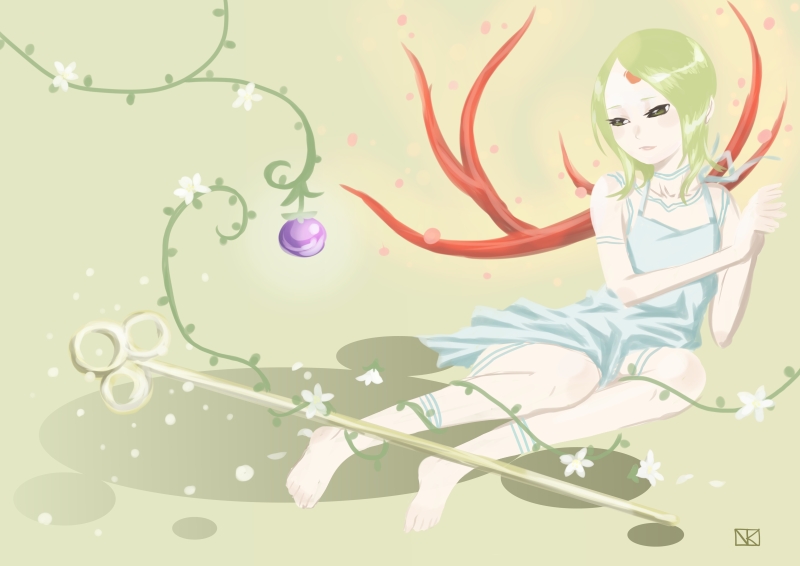 1girl, breath_of_fire, breath_of_fire_v, dress, facial_mark, nagase_kei, nina_(breath_of_fire_v), red_wings