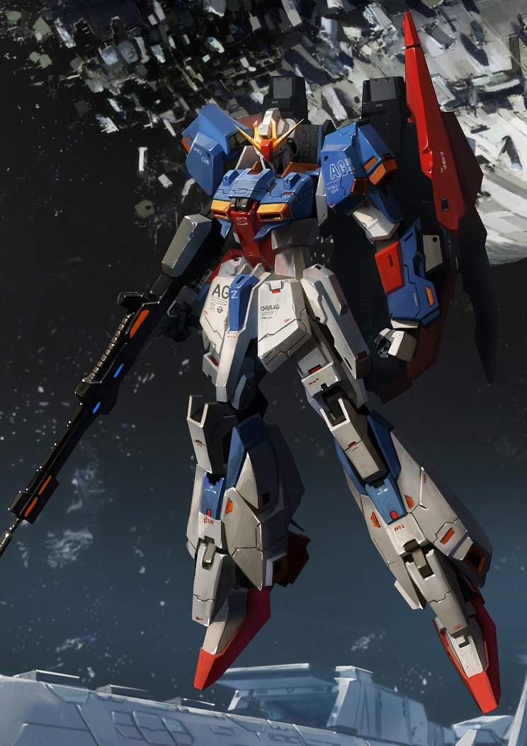 argama, battleship, beam_rifle, energy_gun, gundam, mecha, no_humans, shield