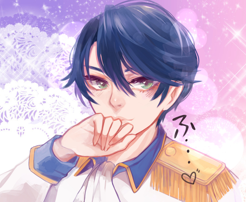 1boy, absurdres, aolo, bangs, blue_hair, epaulettes, fuwa_(fuwaffy), gekkan_shoujo_nozaki-kun