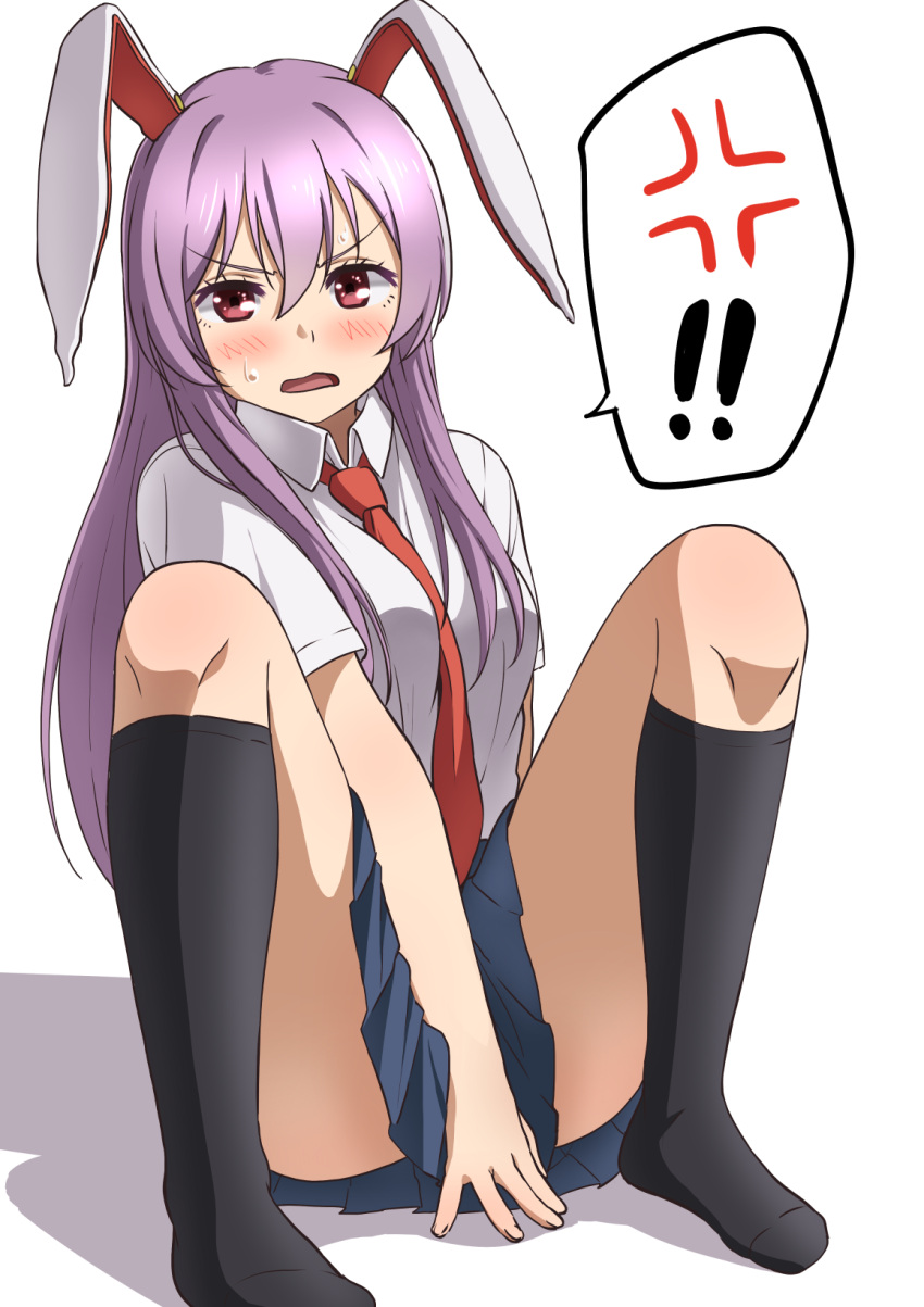 !, 1girl, anger_vein, animal_ears, between_breasts, highres, long_hair, necktie
