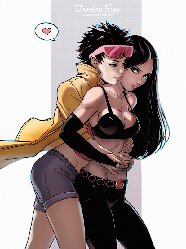 2girls, armpits, artist_name, bare_shoulders, belt, belt_buckle, black_bra, black_gloves