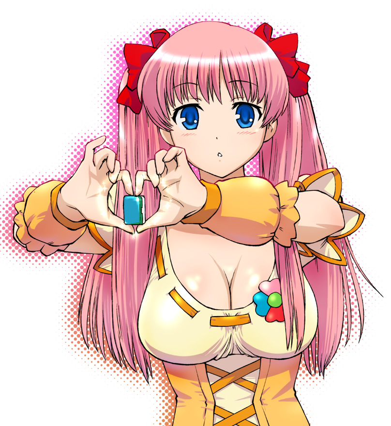 :o, blue_eyes, bow, breasts, cleavage, cosplay, cure_pine, cure_pine_(cosplay)