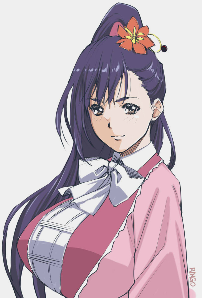 ayame_(kabaneri), breasts, flower, frills, hair_flower, hair_ornament, highres, huge_breasts