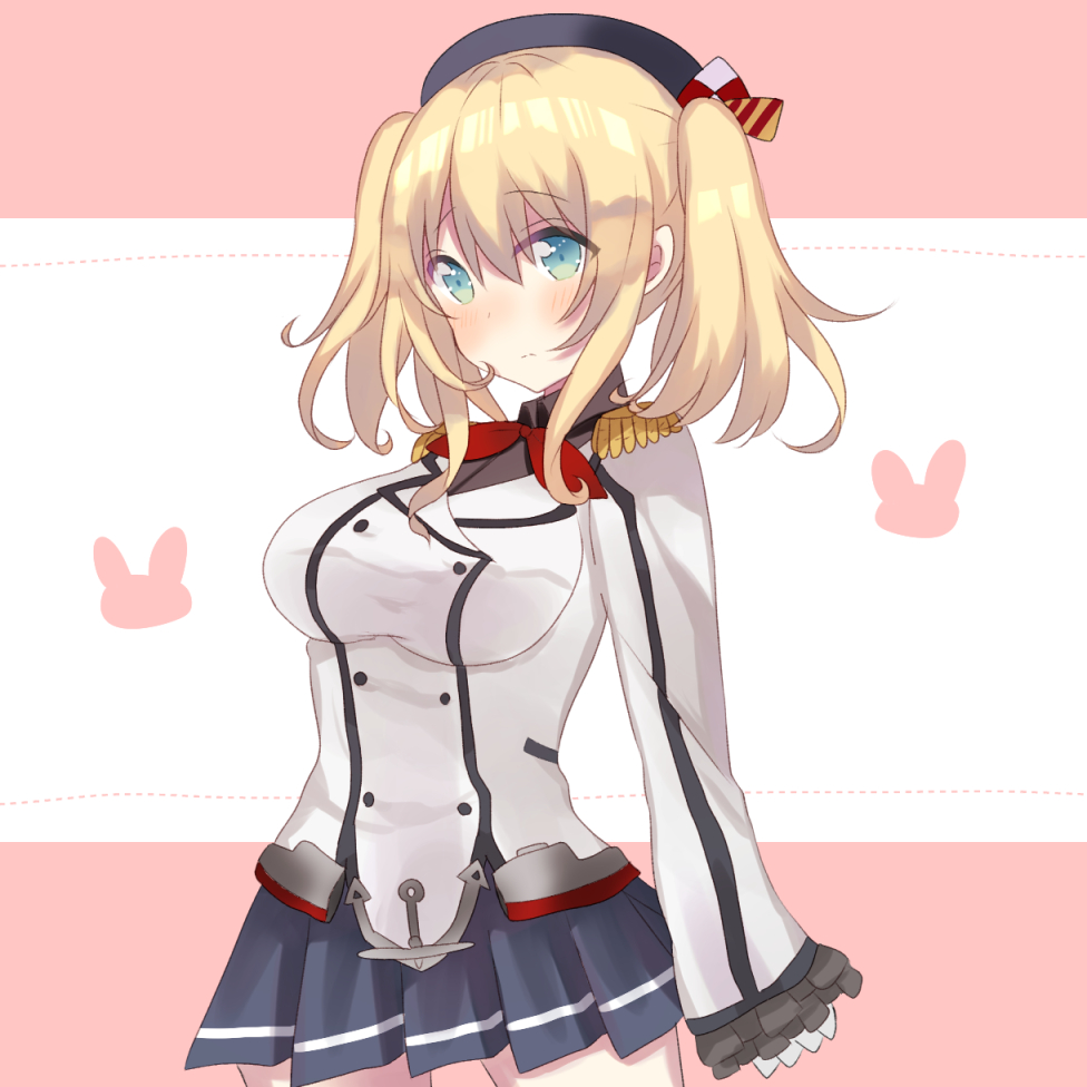1girl, alternate_hairstyle, atago_(kantai_collection), gloves, hat, kantai_collection, kashima_(kantai_collection), kashima_(kantai_collection)_(cosplay)