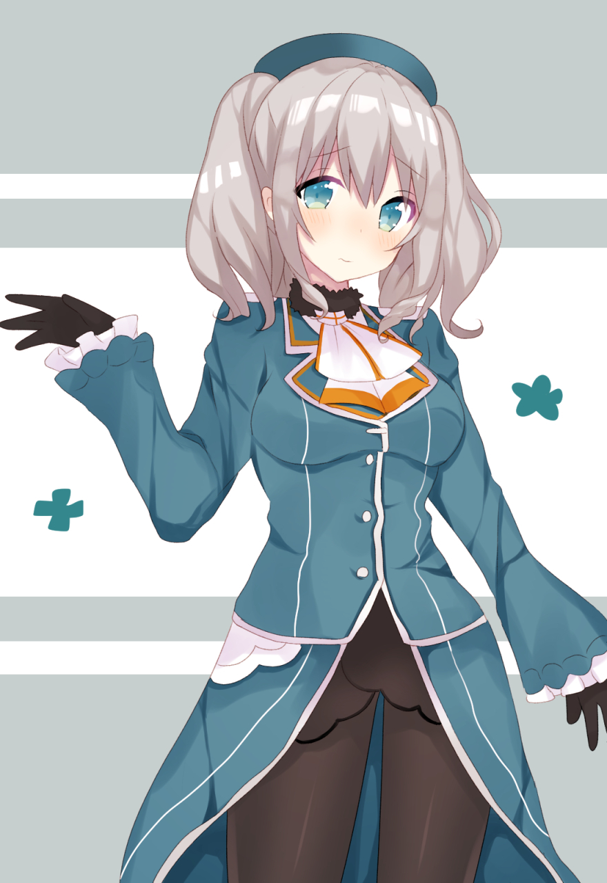 1girl, atago_(kantai_collection), atago_(kantai_collection)_(cosplay), blue_eyes, cosplay, gloves, hat, highres