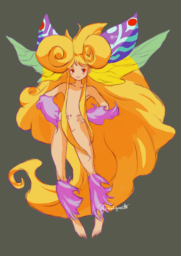 1girl, animal_ears, barefoot, blush, breath_of_fire, breath_of_fire_iii, fairy, fairy_(breath_of_fire)