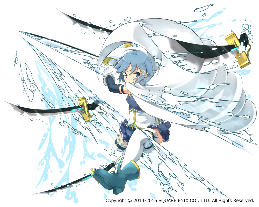 blue_eyes, blue_hair, blush, cape, dress, gloves, magical_girl, mahou_shoujo_madoka_magica