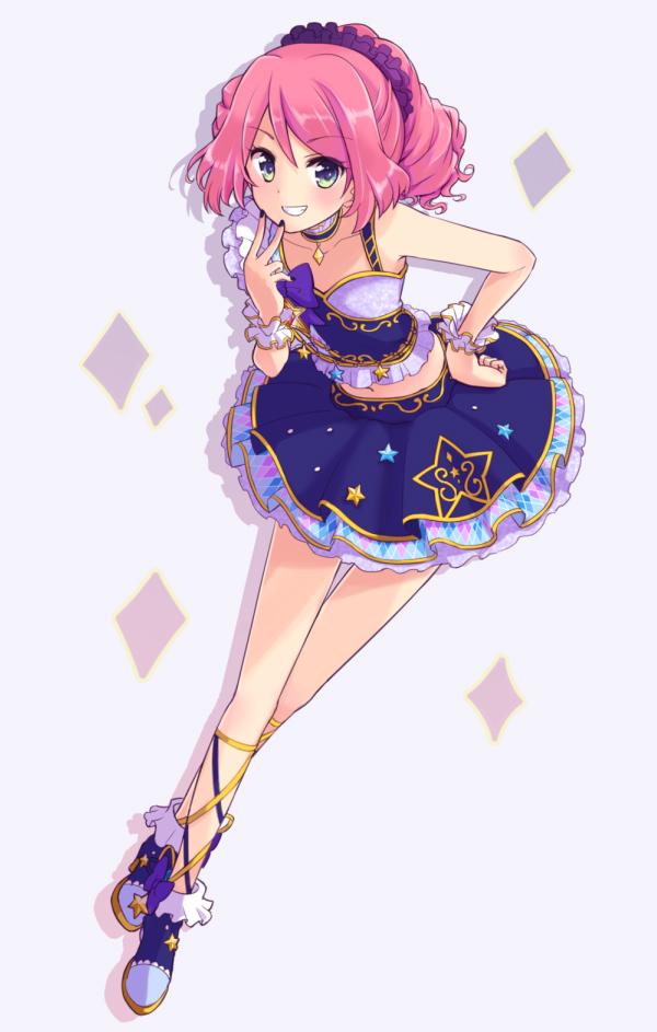 aikatsu!, aikatsu_stars!, blue_eyes, blush, dress, pink_hair, sakuraba_laura, short_hair