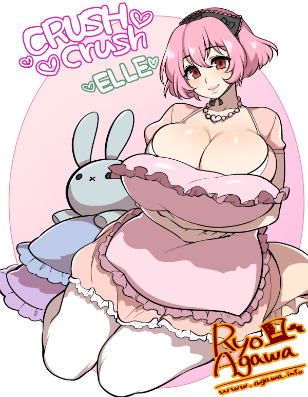 1girl, agawa_ryou, breasts, cleavage, crush_crush, elle_(crush_crush), huge_breasts, jewelry