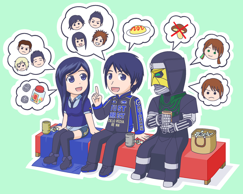 1boy, 1girl, :3, ^_^, animification, basket, black_hair, blue_eyes