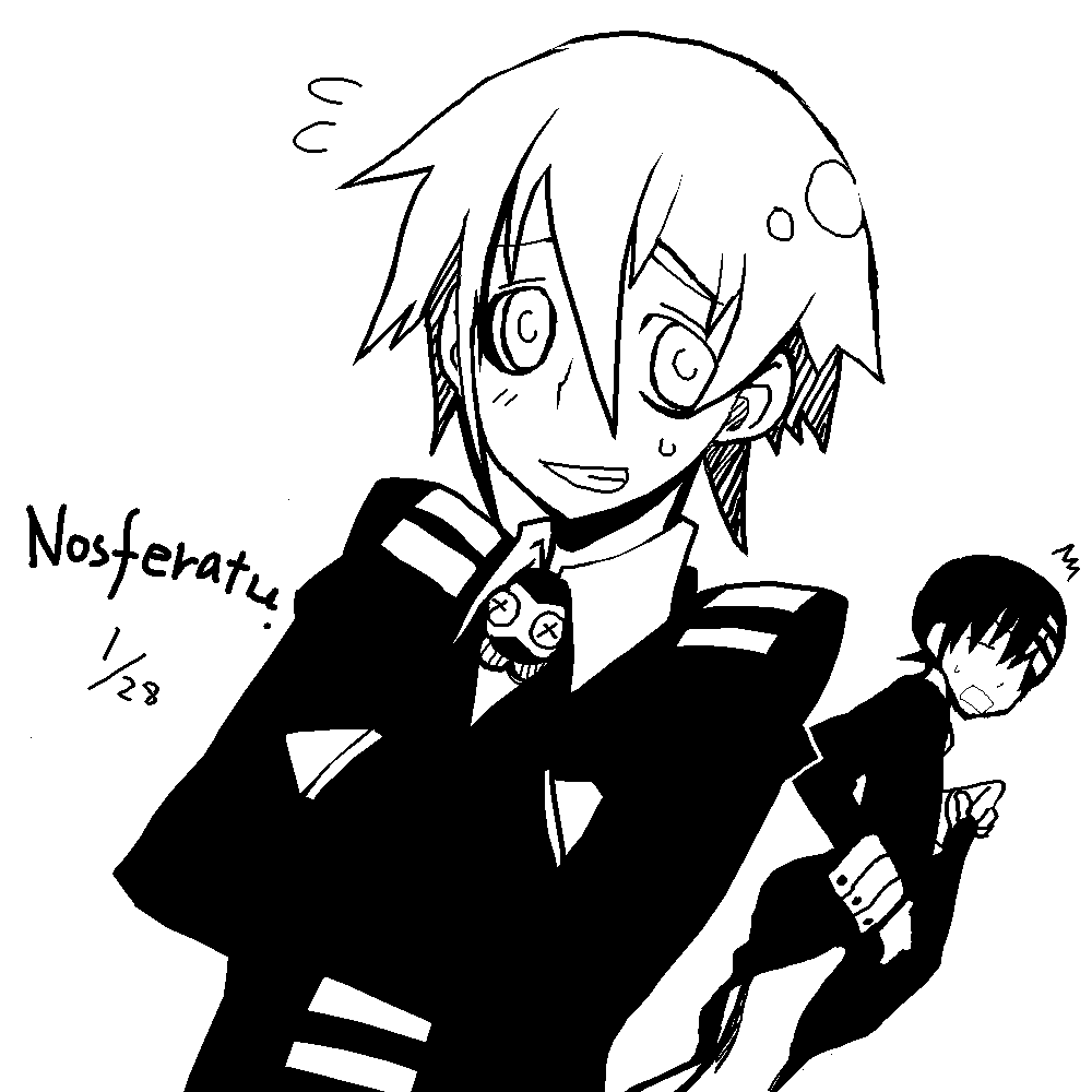 /\/\/\, androgynous, cosplay, costume_switch, death_the_kid, imawano_lem, makenshi_chrona, monochrome