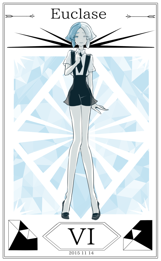 2015, androgynous, arm_at_side, bare_arms, bare_legs, black_necktie, black_shoes, black_shorts