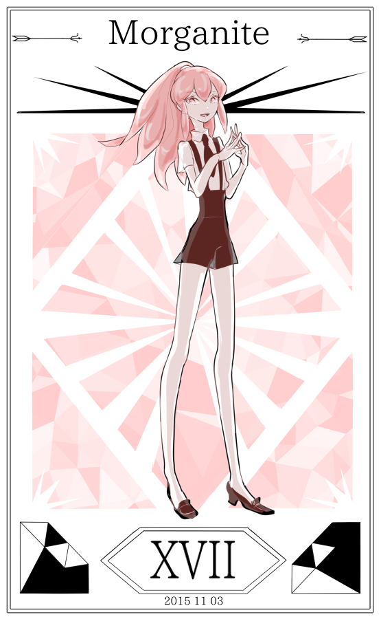 2015, :d, androgynous, bangs, bare_arms, bare_legs, black_necktie, black_shoes
