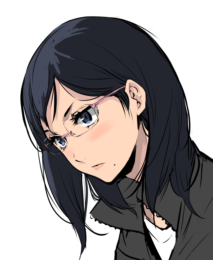 1girl, absurdres, black_hair, blue_eyes, enami_katsumi, glasses, haikyuu!!, highres