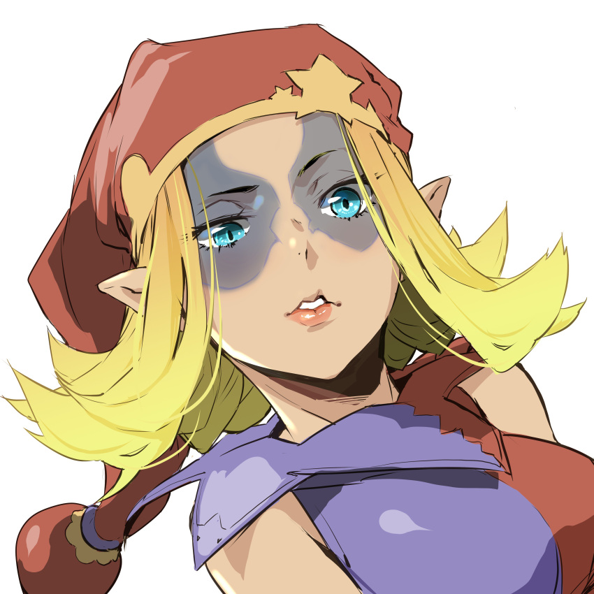 1girl, absurdres, blonde_hair, blue_eyes, clown, enami_katsumi, hat, highres