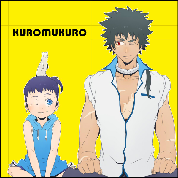 1boy, 1girl, age_difference, animal, animal_on_head, black_hair, blue_eyes, copyright_name