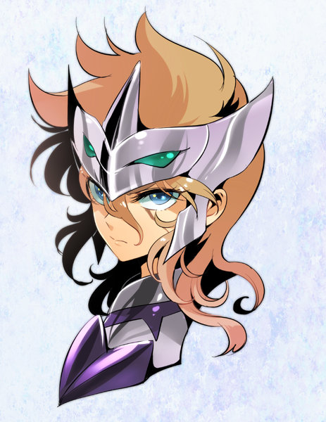 1boy, armor, blonde_hair, blue_eyes, grani_sigmund, katori_(katokichi), portrait, saint_seiya, saint_seiya:_soul_of_gold, solo