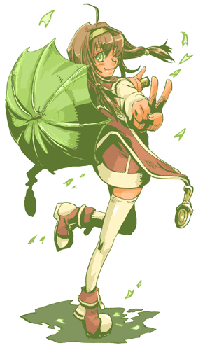 1girl, ahoge, blush, brown_hair, cape, coat, green_eyes, hair_ornament