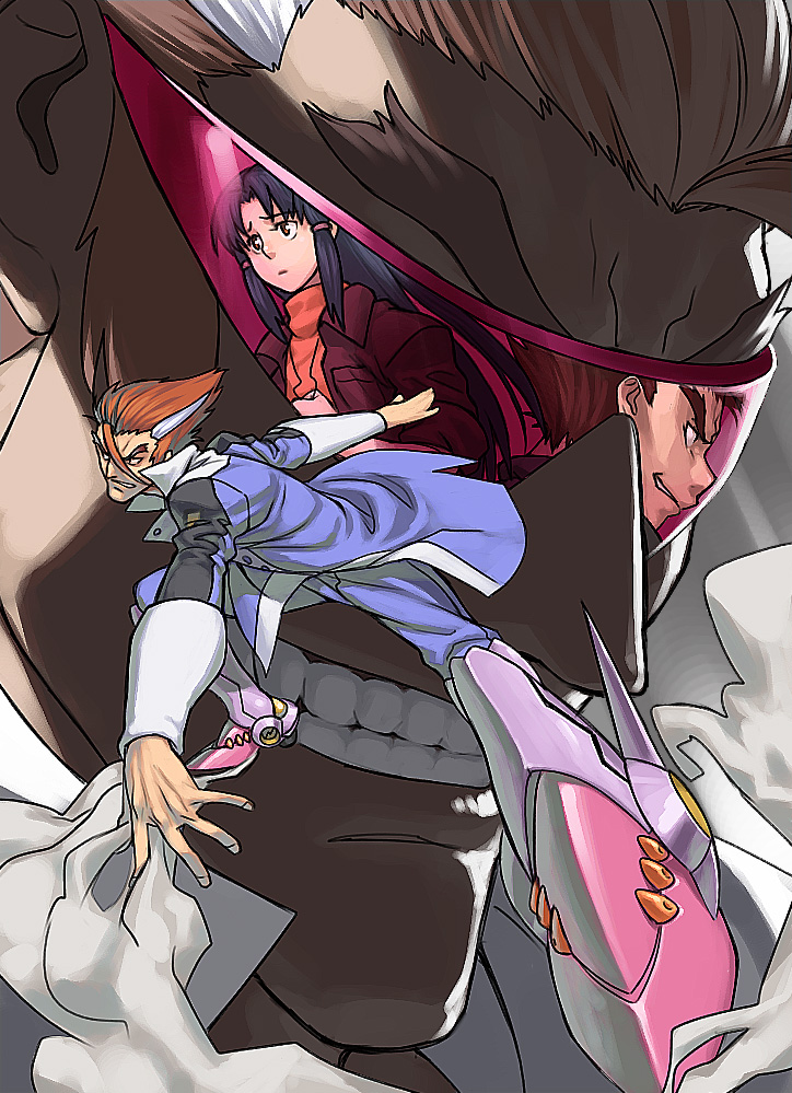 face, glasses, kazuma, kazuma_(scryed), kiryuu_mimori, reflection, scryed, straight_cougar